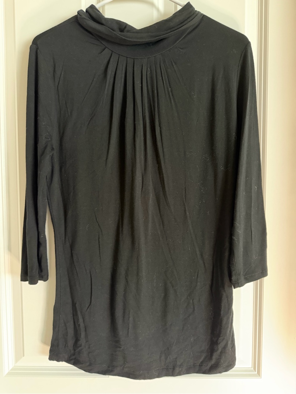 Banana Republic Black Long-Sleeve Draped Neck Top